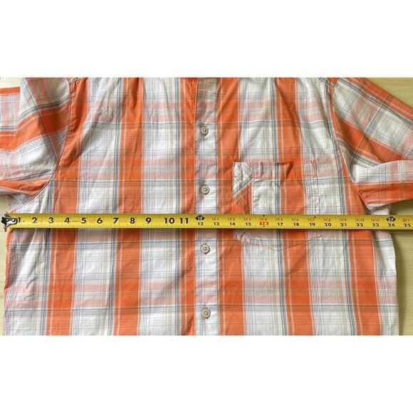 Columbia Men's Decoy Rock Short Sleeve Shirt Orange Plaid Omni Wick Size Large - Picture 4 of 6